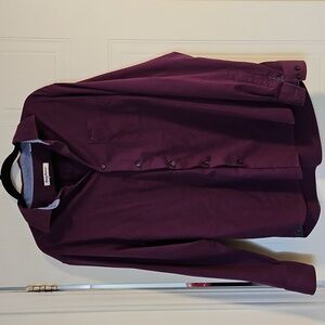 Tommy Bahama Shirt Mens Large purple Button Up Long Sleeve silk cotton